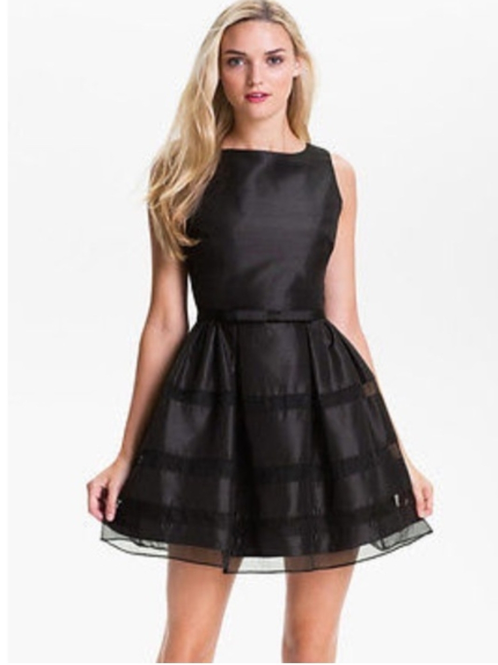 Taylor Black Sleeveless Mini Fit-and-Flare Dress
